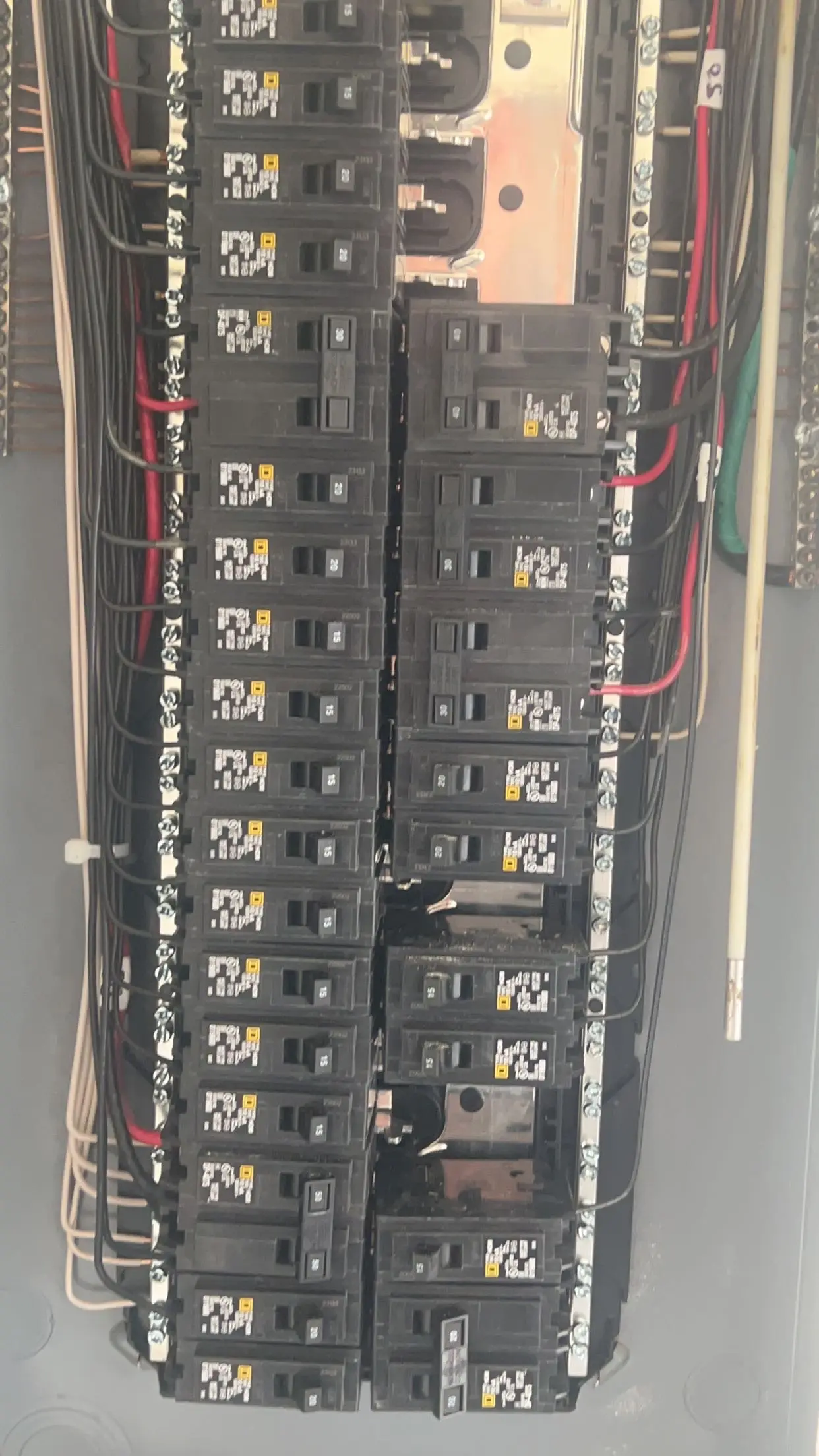 Neat circuit layout inside a finished breaker panel by Chosen 1 Electric