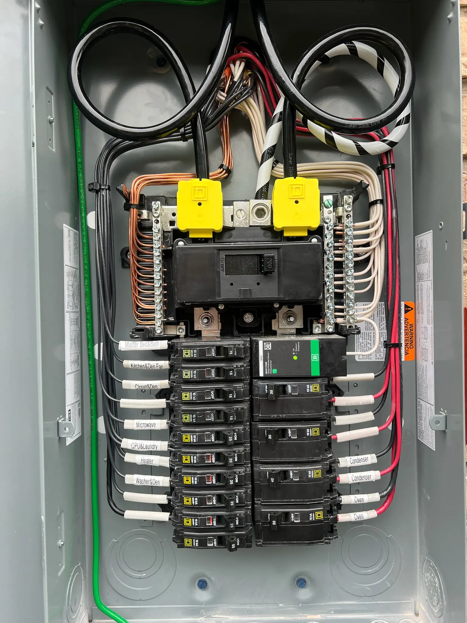 Newly installed breaker panel with clean, labeled wiring by Chosen 1 Electric